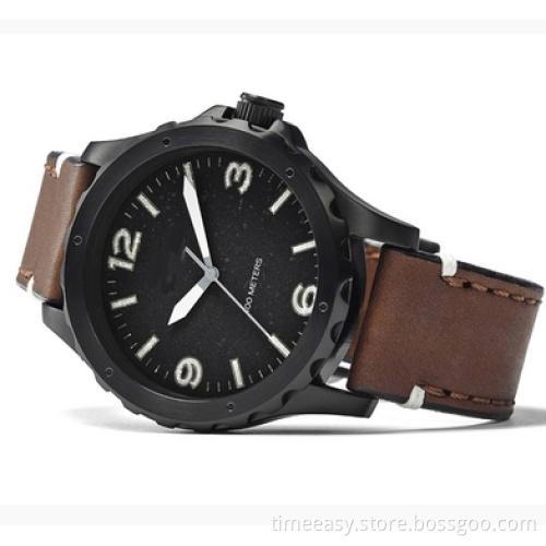 Classic Business Steel Watch with Leather Strap